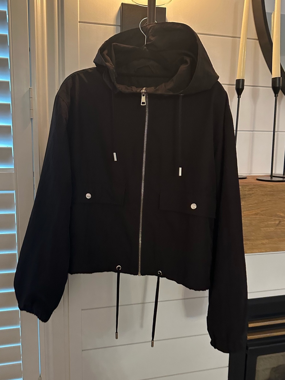 Pull&Bear Black Hooded Utility Jacket